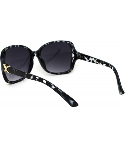 Rectangular Womens Rhinestone Butterfly Designer Fashion Plastic Sunglasses - Blue Tortoise Smoke - C218WMQ09SI $10.03