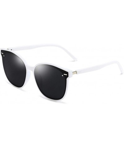 Oval Unisex Sunglasses Retro Black Drive Holiday Oval Non-Polarized UV400 - White Grey - C318R4W5EX8 $11.31