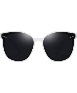 Oval Unisex Sunglasses Retro Black Drive Holiday Oval Non-Polarized UV400 - White Grey - C318R4W5EX8 $11.31