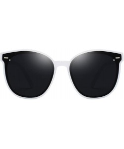 Oval Unisex Sunglasses Retro Black Drive Holiday Oval Non-Polarized UV400 - White Grey - C318R4W5EX8 $11.31