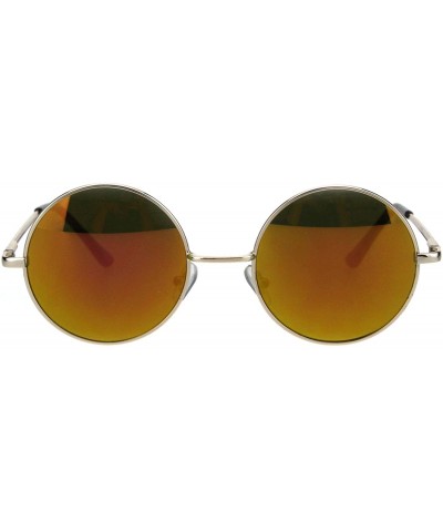 Round Color Mirror Reflective Lens Round Circle Lens Hippie Sunglasses - Gold Orange - CK18H6R0SQA $8.23