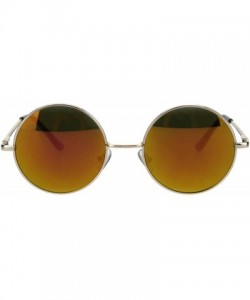 Round Color Mirror Reflective Lens Round Circle Lens Hippie Sunglasses - Gold Orange - CK18H6R0SQA $8.23