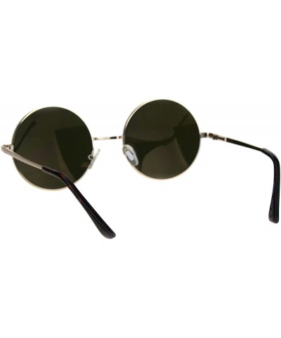 Round Color Mirror Reflective Lens Round Circle Lens Hippie Sunglasses - Gold Orange - CK18H6R0SQA $8.23