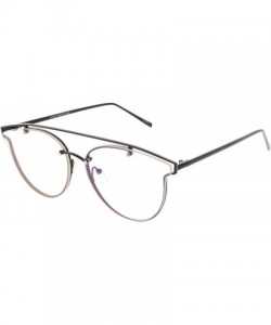 Rimless Modern Crossbar Horn Rimmed Clear Round Flat Lens Rimless Eyeglasses 58mm - Black / Clear - C2187I7RWG0 $10.08