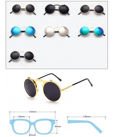 Round Vintage punk Round Metal Sunglass Mens Womens - C5 - C218D9C0EEX $11.42