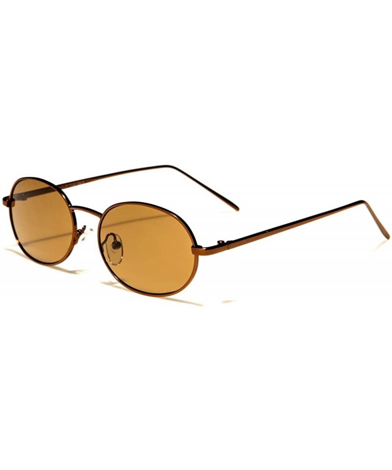 Oval Mens 90s Gangster Rapper Mirror Lens Oval Retro Metal Rim Sunglasses Golden Frame Polarized - CC18KWADO0E $8.70