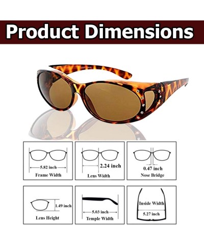 Shield Fit Over Sunglasses Over Glasses - Polarized & Non-Polarized - Polarized Rhinestone - Tort Frame/Brown Lens - CS11NLBL...