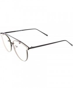 Rimless Modern Crossbar Horn Rimmed Clear Round Flat Lens Rimless Eyeglasses 58mm - Black / Clear - C2187I7RWG0 $10.08