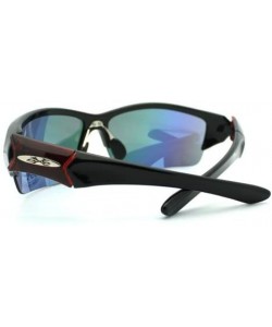 Sport Mens Sports Sunglasses Half Rim Wrap Around Golf Baseball All Sports - Black (Red Detail) - CE11D4PKHCV $10.37