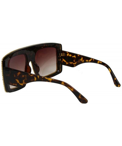 Square Retro Square Big Frame point drill sunglasses Ladies Shiny gravel decorative sunglasses - Brown - C518WMED8DU $13.79