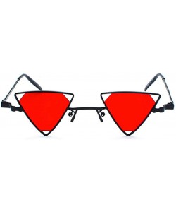 Rimless Vintage Punk Styles Women Triangle Sunglasses Fashion Men Hollow Out Red Lens Sun glasses UV400 - C02 Black Red - CJ1...