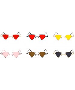 Rimless Vintage Punk Styles Women Triangle Sunglasses Fashion Men Hollow Out Red Lens Sun glasses UV400 - C02 Black Red - CJ1...