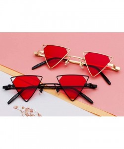 Rimless Vintage Punk Styles Women Triangle Sunglasses Fashion Men Hollow Out Red Lens Sun glasses UV400 - C02 Black Red - CJ1...