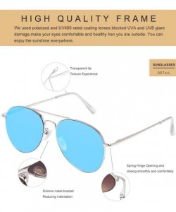 Square Classic Mirroed Sunglasses Protection - Mirrored Blue - CZ18XSHLY8U $17.30