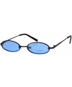 Oval Mens Retro Oval Pimp Color Lens Narrow Exposed Edge Sunglasses - Gunmetal Blue - CD18IREWI93 $10.74