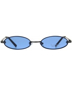 Oval Mens Retro Oval Pimp Color Lens Narrow Exposed Edge Sunglasses - Gunmetal Blue - CD18IREWI93 $10.74