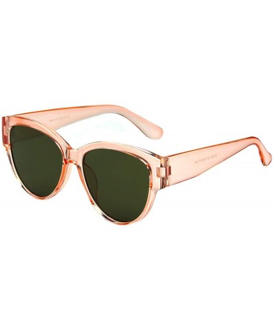 Cat Eye Women Retro Vintage Round Circle Fashion Sunglasses UV Protection - Pink - CE18IHKHGOM $8.89