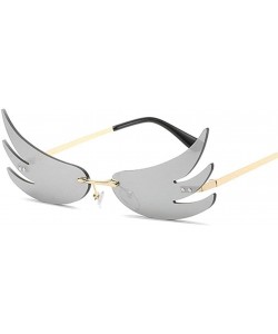 Rimless Flame Sunglasses for Women Rimless Sun Glasses Wing Sun glasses - Gold Purple - CC1906E2U33 $15.13