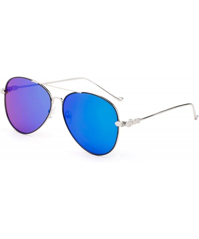 Aviator New Trending Aviator Fashion Sunglasses for Women UV Protection Lenses - Silver/Green - CZ17YDXI4DC $10.18