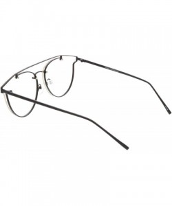 Rimless Modern Crossbar Horn Rimmed Clear Round Flat Lens Rimless Eyeglasses 58mm - Black / Clear - C2187I7RWG0 $10.08