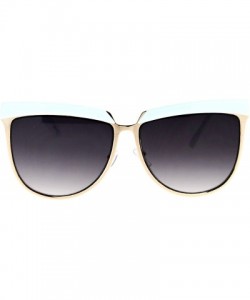 Rectangular Oversize Brow Trim Rectangular Butterfly Metal Frame Womens Sunglasses - Gold White - CH12KRWSXA5 $12.14