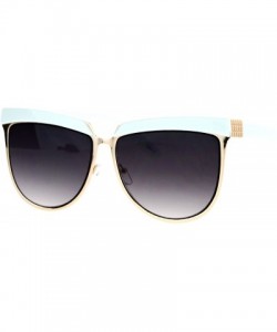 Rectangular Oversize Brow Trim Rectangular Butterfly Metal Frame Womens Sunglasses - Gold White - CH12KRWSXA5 $12.14