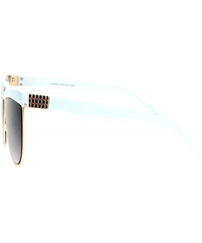 Rectangular Oversize Brow Trim Rectangular Butterfly Metal Frame Womens Sunglasses - Gold White - CH12KRWSXA5 $12.14