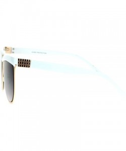 Rectangular Oversize Brow Trim Rectangular Butterfly Metal Frame Womens Sunglasses - Gold White - CH12KRWSXA5 $12.14