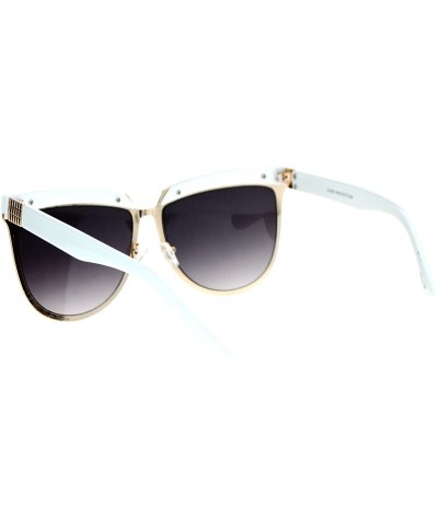Rectangular Oversize Brow Trim Rectangular Butterfly Metal Frame Womens Sunglasses - Gold White - CH12KRWSXA5 $12.14
