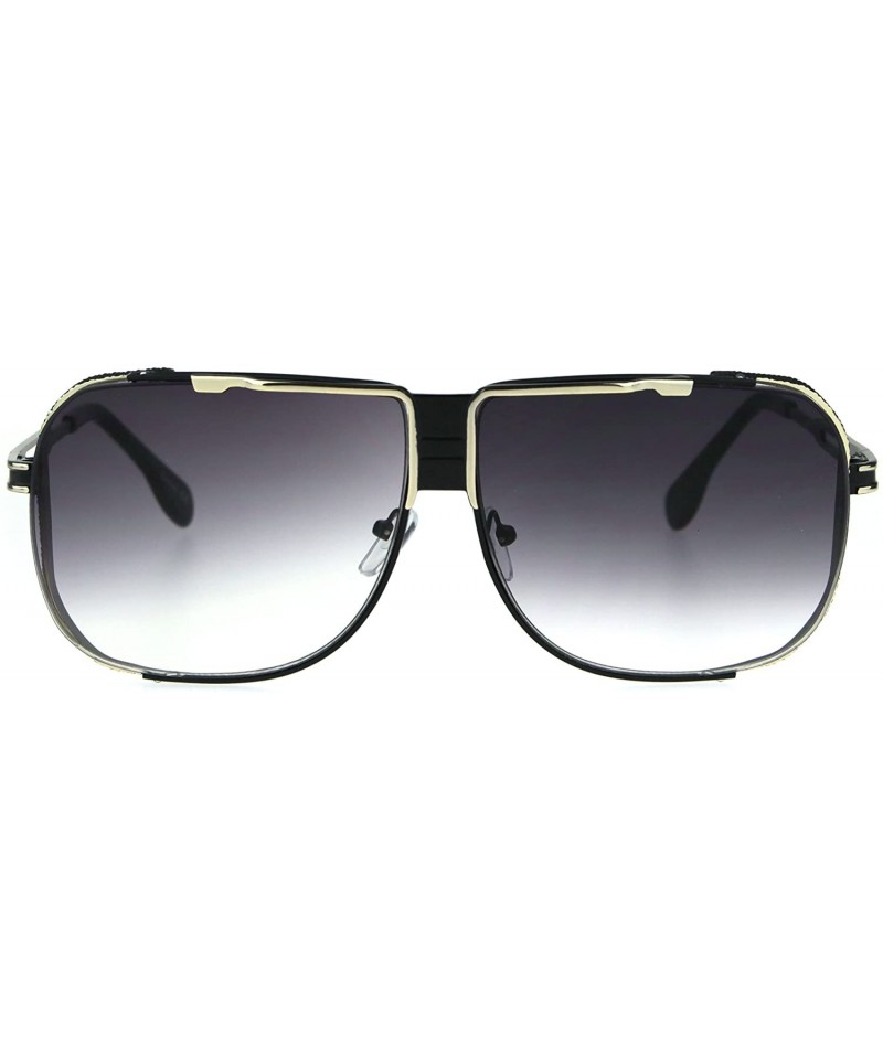 Rectangular Mens Gradient Lens Retro Oversize Pilot Racer Sunglasses Gold Smoke - C218338ON0K $9.63