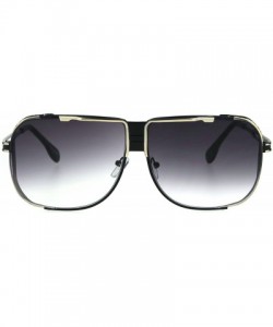 Rectangular Mens Gradient Lens Retro Oversize Pilot Racer Sunglasses Gold Smoke - C218338ON0K $9.63