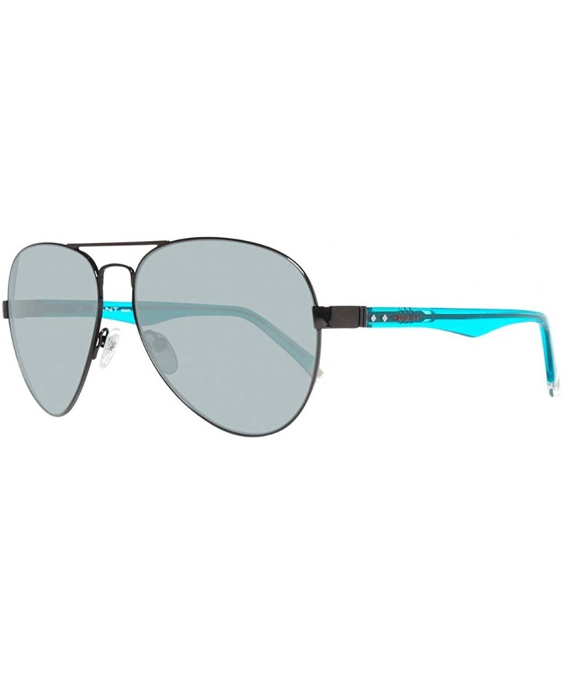 Square Gant Sun Sunglasses - GRS 2000 / Frame Black with Aqua Temples Lens Gray - CT11IA2H3GP $33.03