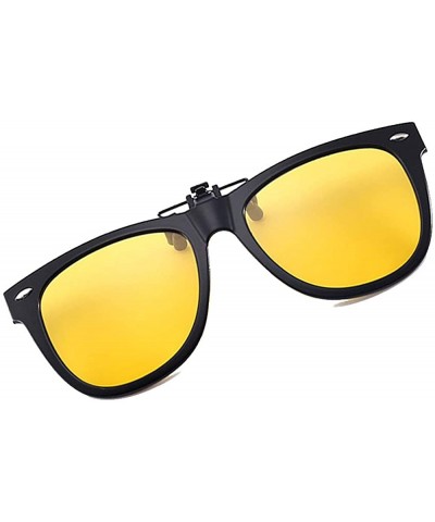 Round Polarized Clip On Sunglasses Flip Up Frameless Rectangle Lens for Men- Women Prescription Glasses - CW18T04EWMH $29.33