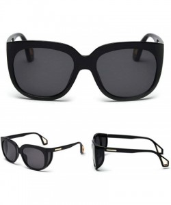 Square New fashion retro square avant-garde big box brand punk side cover ladies sunglasses UV400 - Black - CV18T6L2I72 $15.28