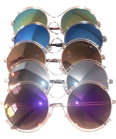Round Round Aviator Sunglasses- Blue Lens/Silver Frame - C912O3IRRIY $9.50