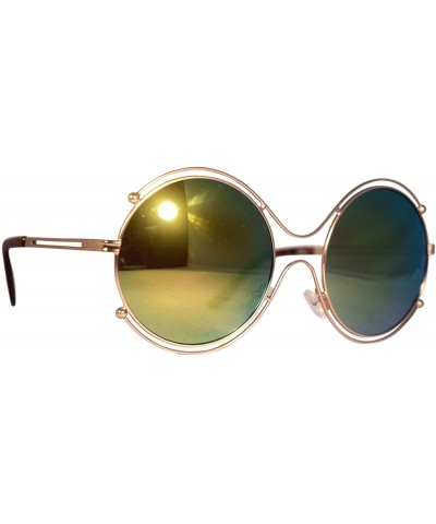 Round Round Aviator Sunglasses- Blue Lens/Silver Frame - C912O3IRRIY $9.50