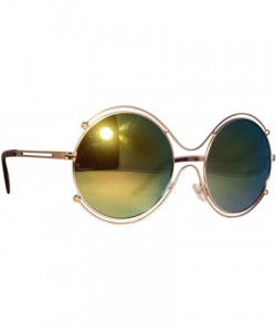 Round Round Aviator Sunglasses- Blue Lens/Silver Frame - C912O3IRRIY $9.50