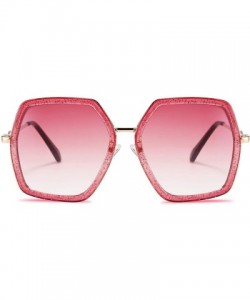 Oversized Women Large Hexagon Inspired Sunglasses Fashion Irregular Design Style Geometric B2503 - Shiny Red - CL18U5MLDXT $1...