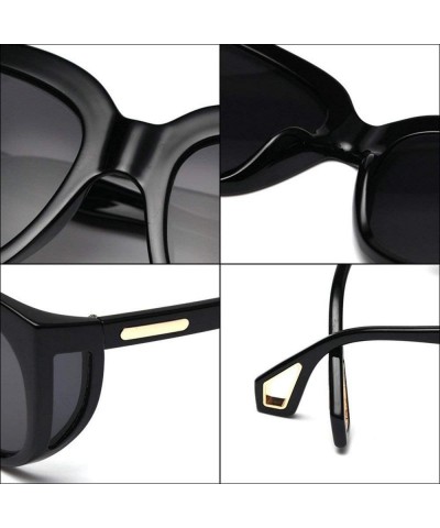 Square New fashion retro square avant-garde big box brand punk side cover ladies sunglasses UV400 - Black - CV18T6L2I72 $15.28