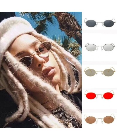 Oval Women's Fashion Unisex Oval Anti UV Eye Strain Clear Sunglasses - E - CL18ED09AU6 $6.59