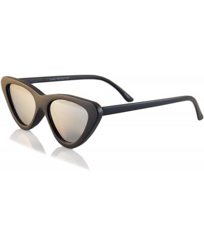 Cat Eye Iconic Celebrity Mirrored Slim Cat-Eye Sunglasses A057 - Black/ Silver Revo - CL1893I45LU $18.29
