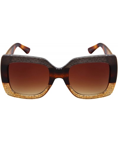 Square Round Oval Square Women Sunglasses Multi Tinted Glitter Frame EC34130&EC34131 - C1180WOEIYI $12.31