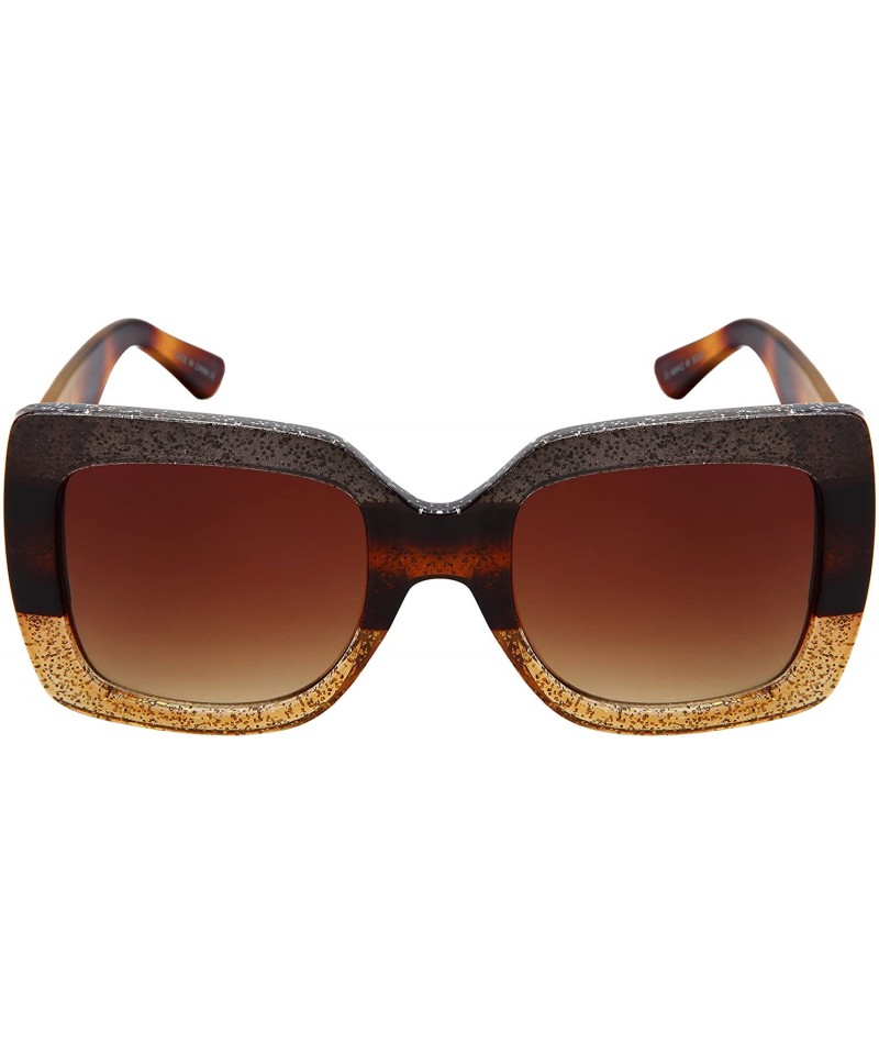 Square Round Oval Square Women Sunglasses Multi Tinted Glitter Frame EC34130&EC34131 - C1180WOEIYI $12.31