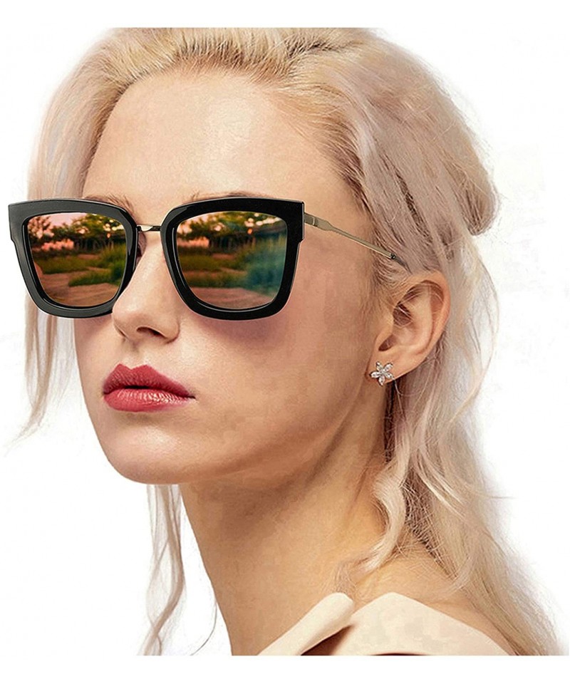 Square Fashion Cat Eye Mirror Sunglasses Women Polarized UV Protection Stylish Design - CS18SAILY42 $19.56