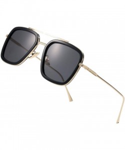 Square Tony Stark Sunglasses Square Metal Frame Men Women Unisex Vintage Aviator Square Sunglasses - CE18WAA4U3W $8.75