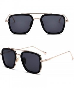 Square Tony Stark Sunglasses Square Metal Frame Men Women Unisex Vintage Aviator Square Sunglasses - CE18WAA4U3W $8.75