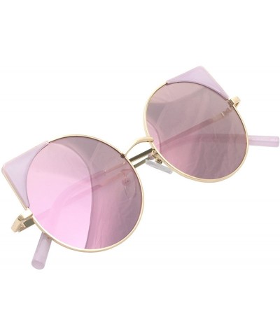 Cat Eye Women Oversized Cat Eye Sunglasses Eyewear - Gold Frame/Purple Mirrored Lens 50754 - CB18CRTLKM3 $9.74