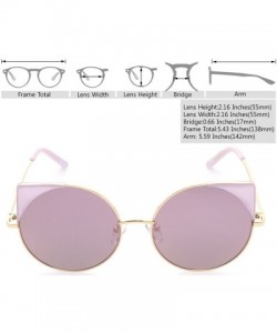 Cat Eye Women Oversized Cat Eye Sunglasses Eyewear - Gold Frame/Purple Mirrored Lens 50754 - CB18CRTLKM3 $9.74