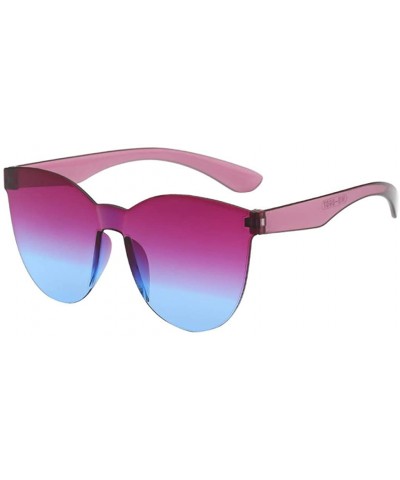 Semi-rimless Square Sunglasses Women Fashion Rimless Frame Glasses Transparent Eyewear Transparent Candy Color Eyewear - P - ...