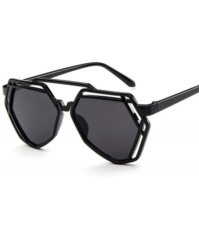 Aviator Fashion Polygon Women Sunglasses UV400 Oculos De Sol Brand C8 Black Green - C6 Black Red - CL18YZWSM4G $9.87